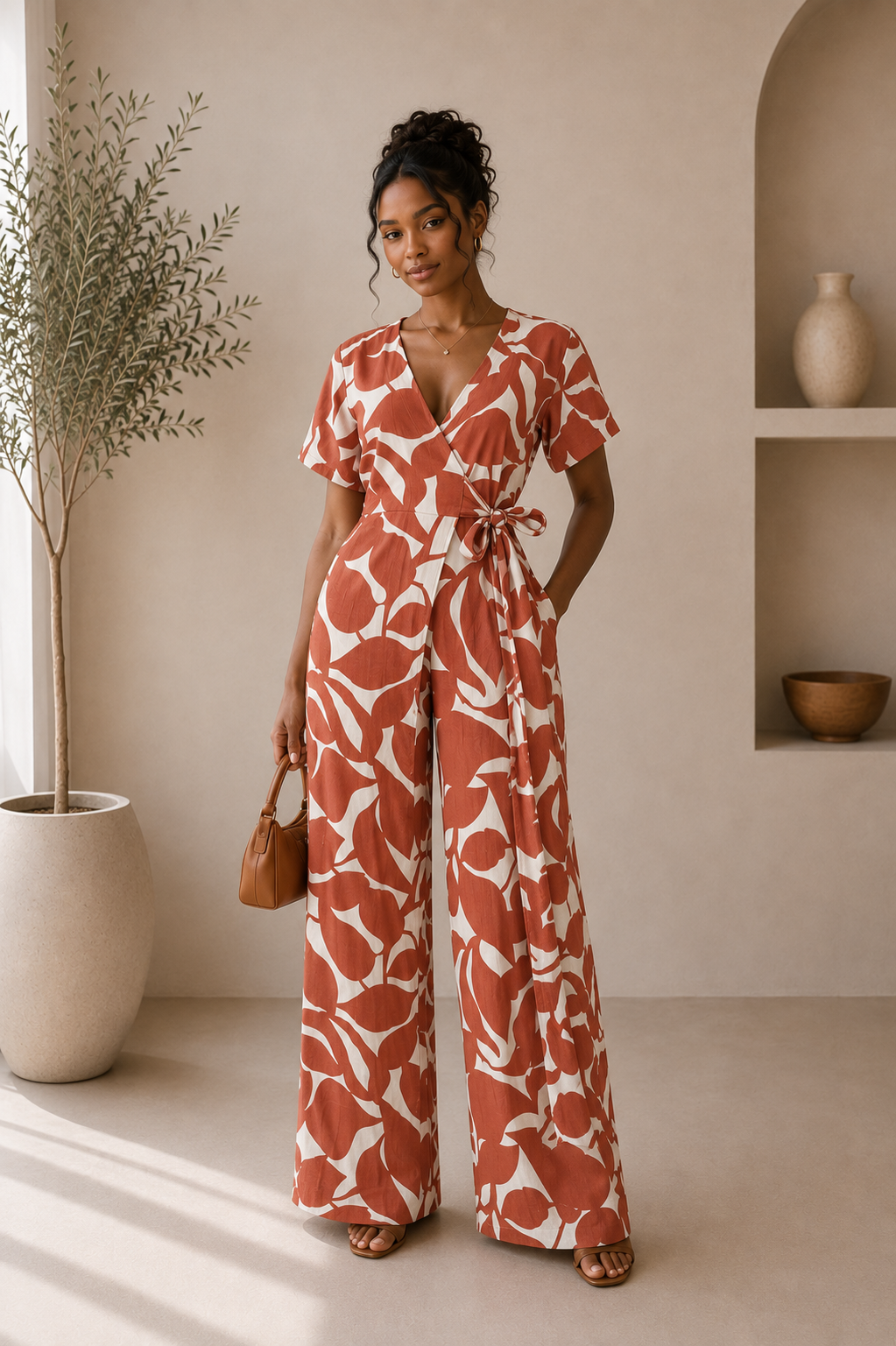 print wrap jumpsuit