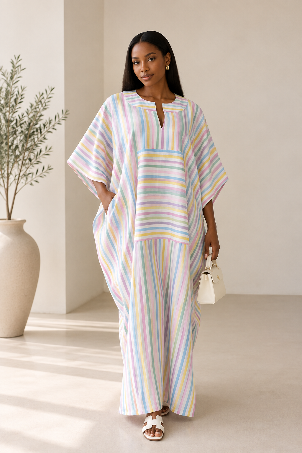 multicolored stripe pocket boubou