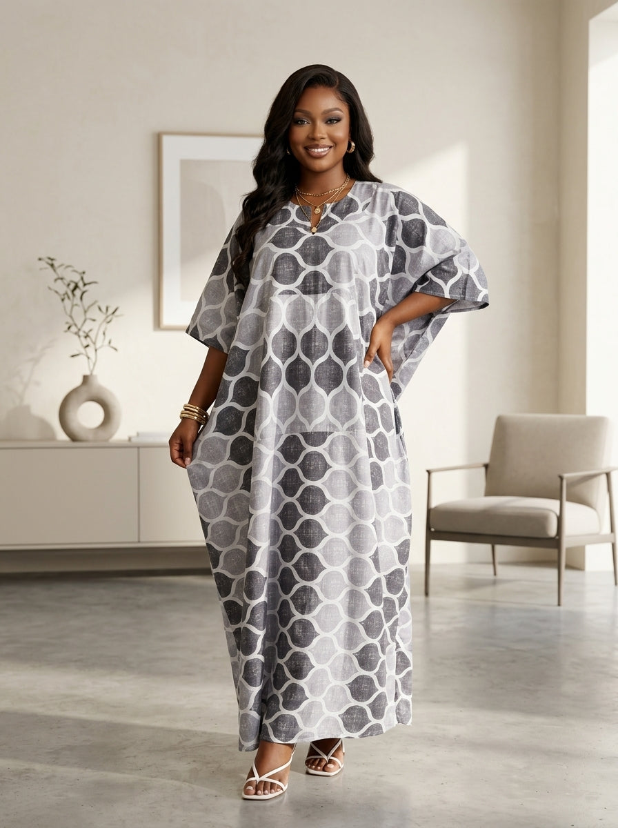 front pocket linen boubou