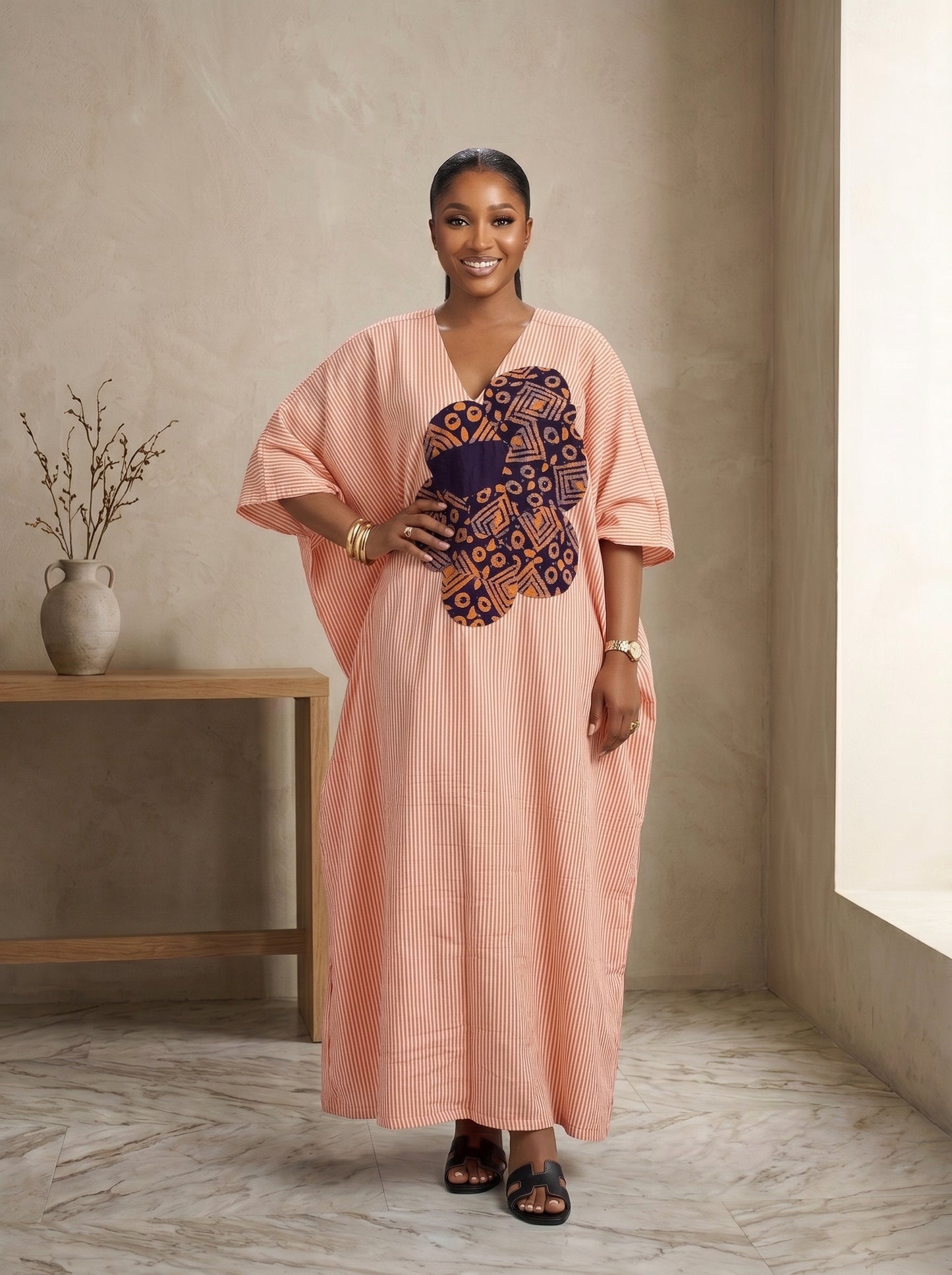 stripe cotton adire patch boubou