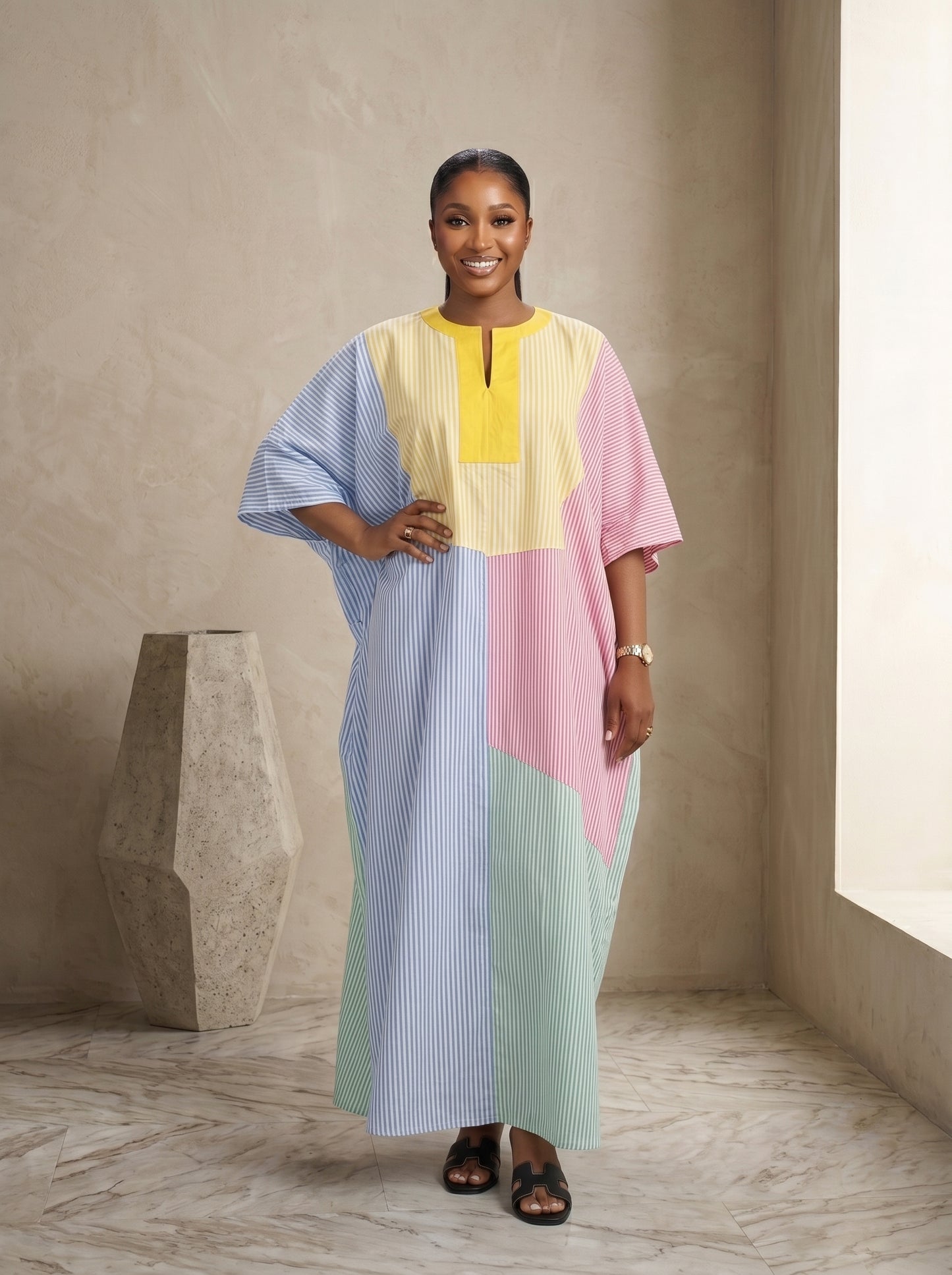 multicolored cotton stripe boubou