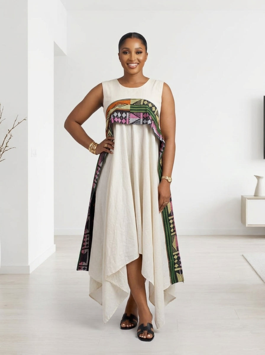 full flare linen dress