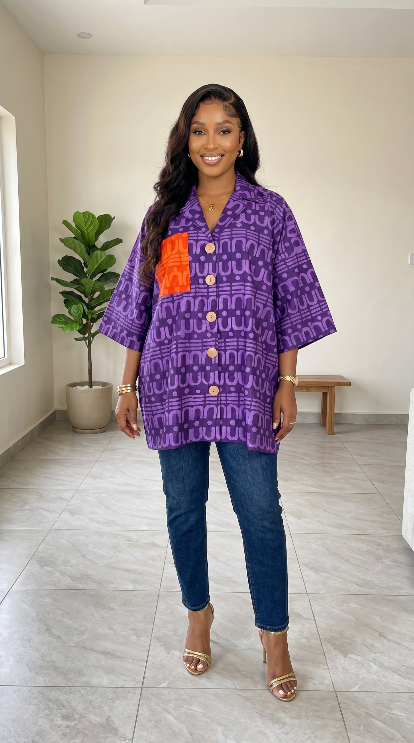 over size adire shirt