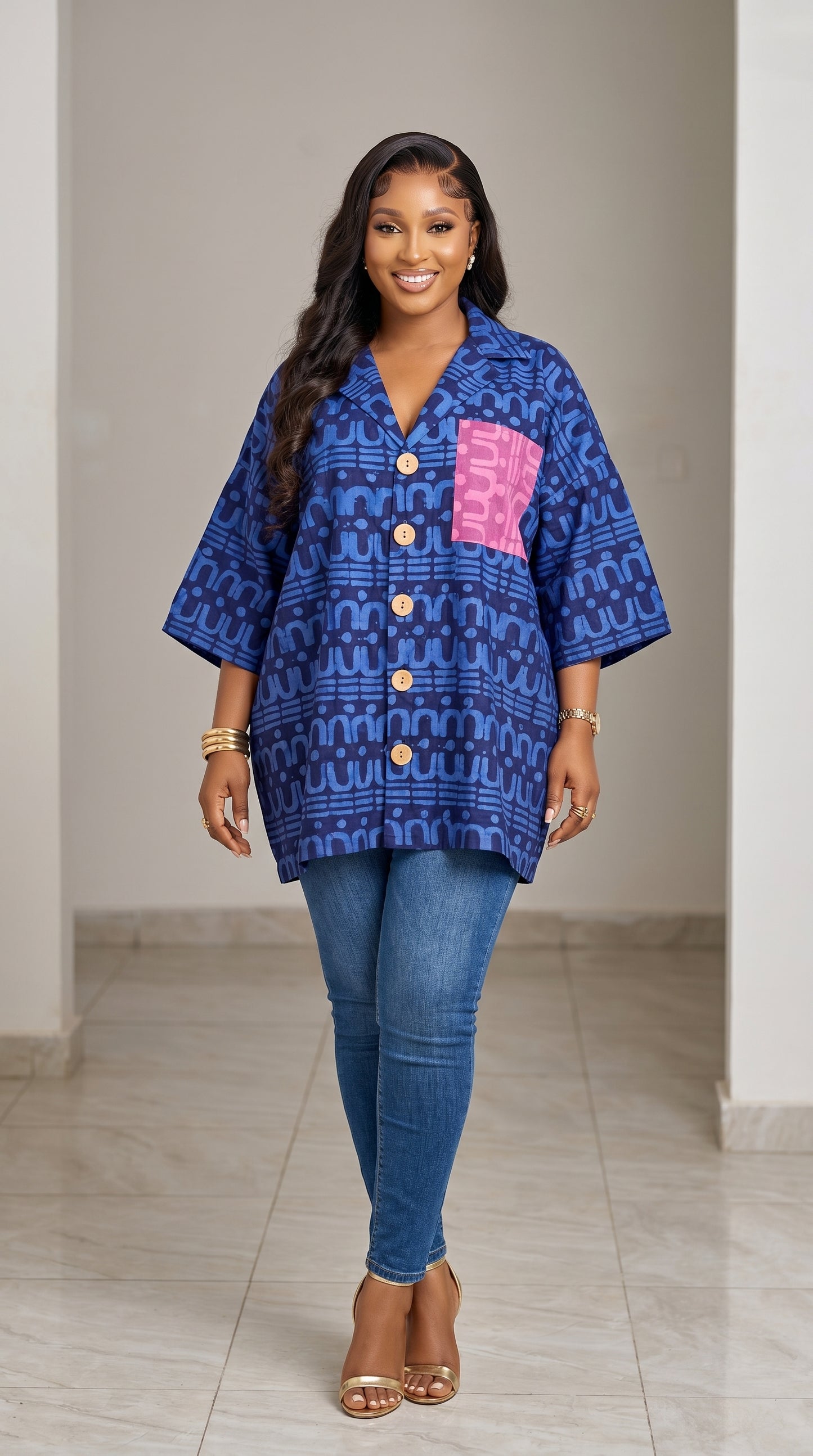 over size adire shirt