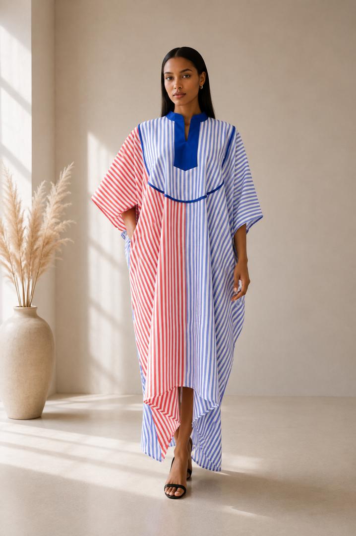 Multi color striped boubou(blue)