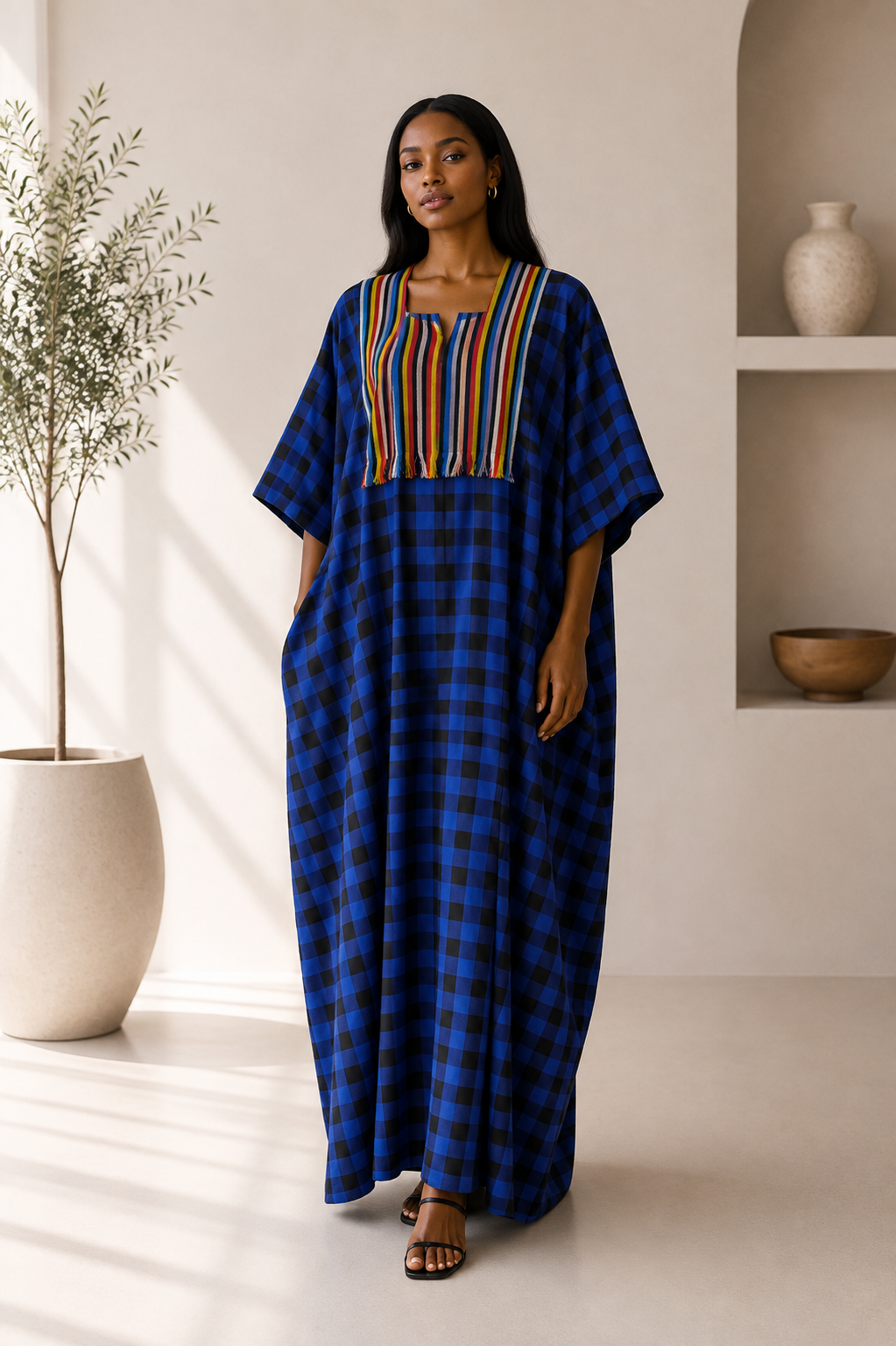 check boubou with asoke details