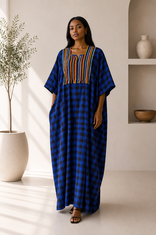 check boubou with asoke details