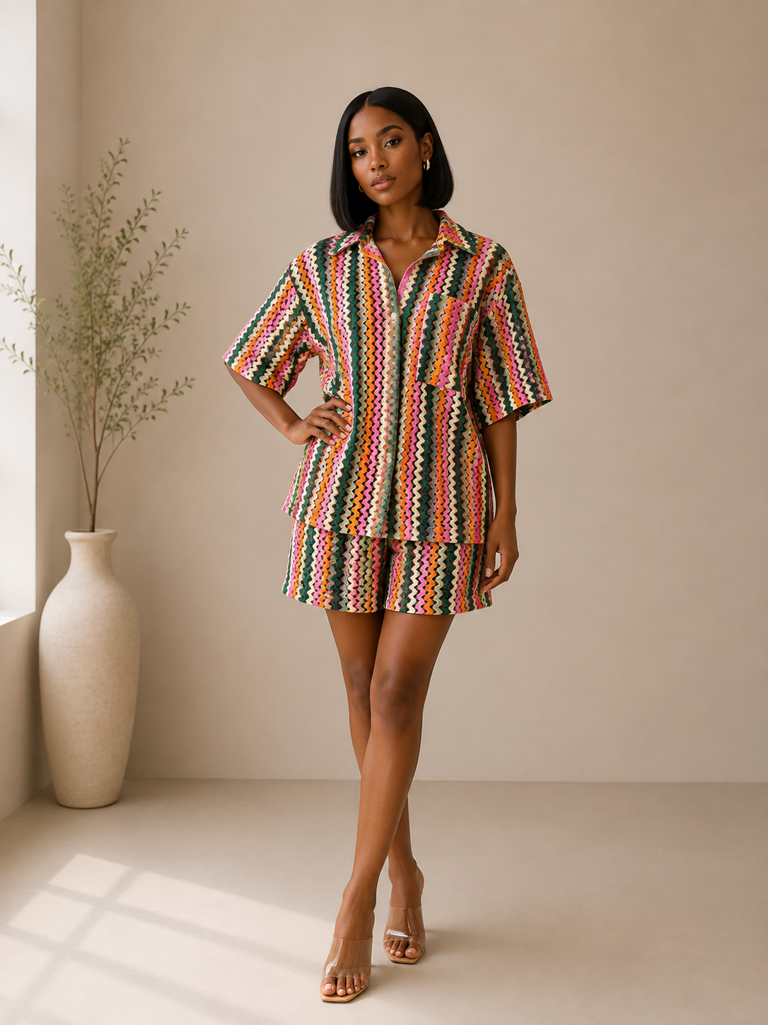 multicolred short set