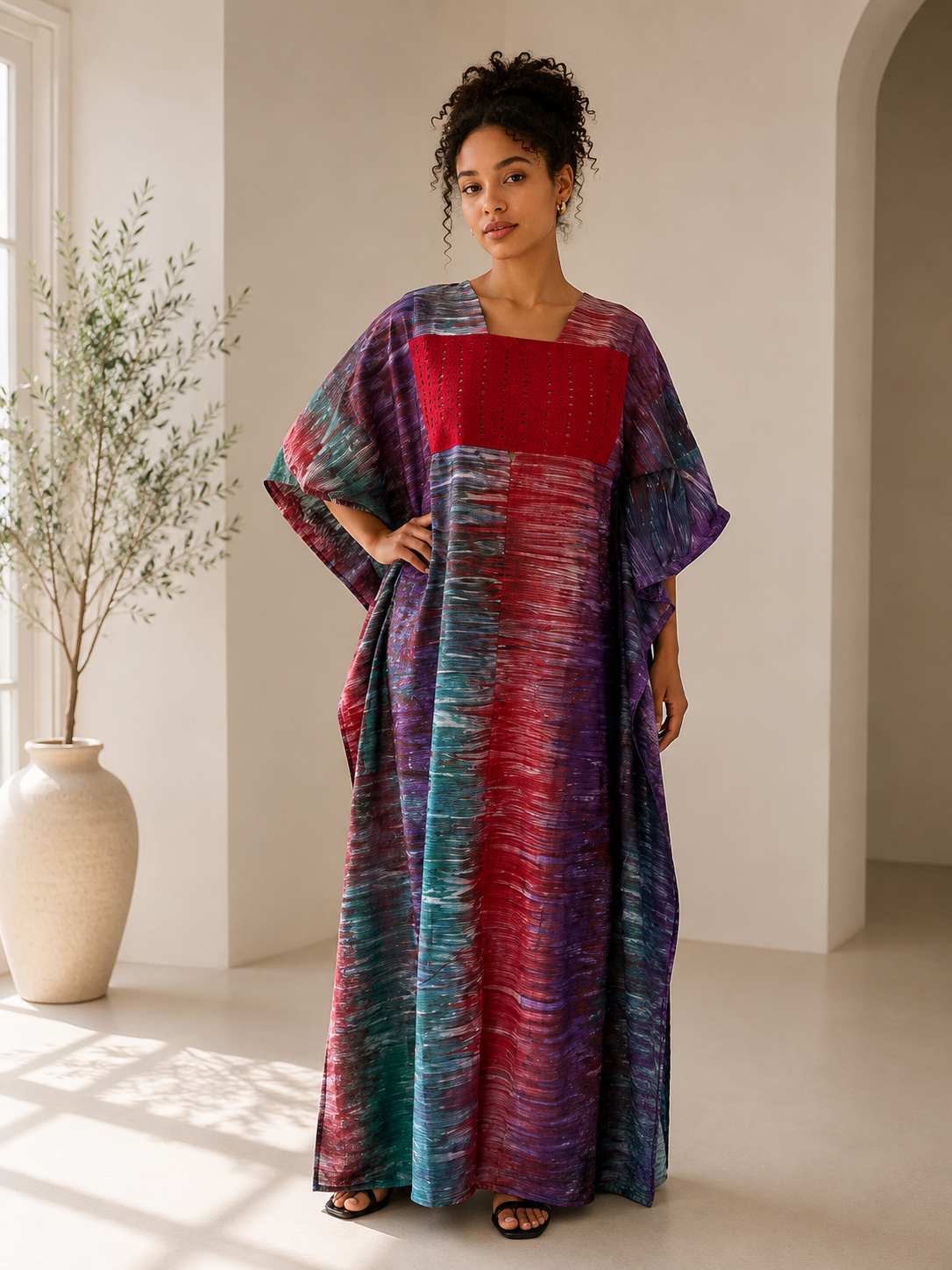 tie and dye boubou with asoke patch
