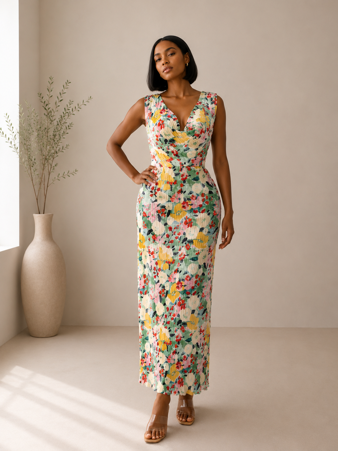 floral dress with kimono