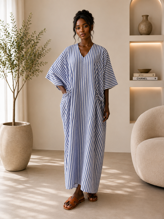 blue stripe 2 pocket boubou