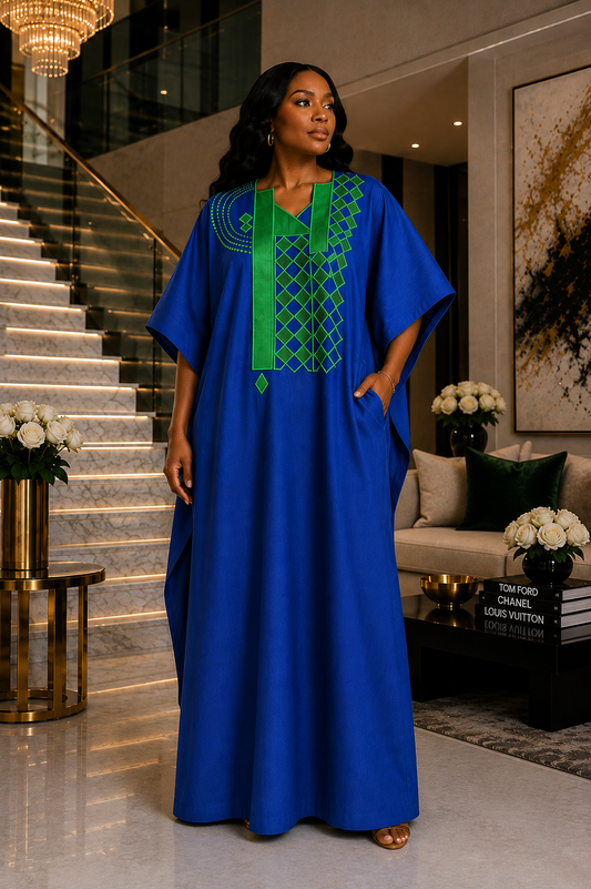 blue denim embriodery boubou