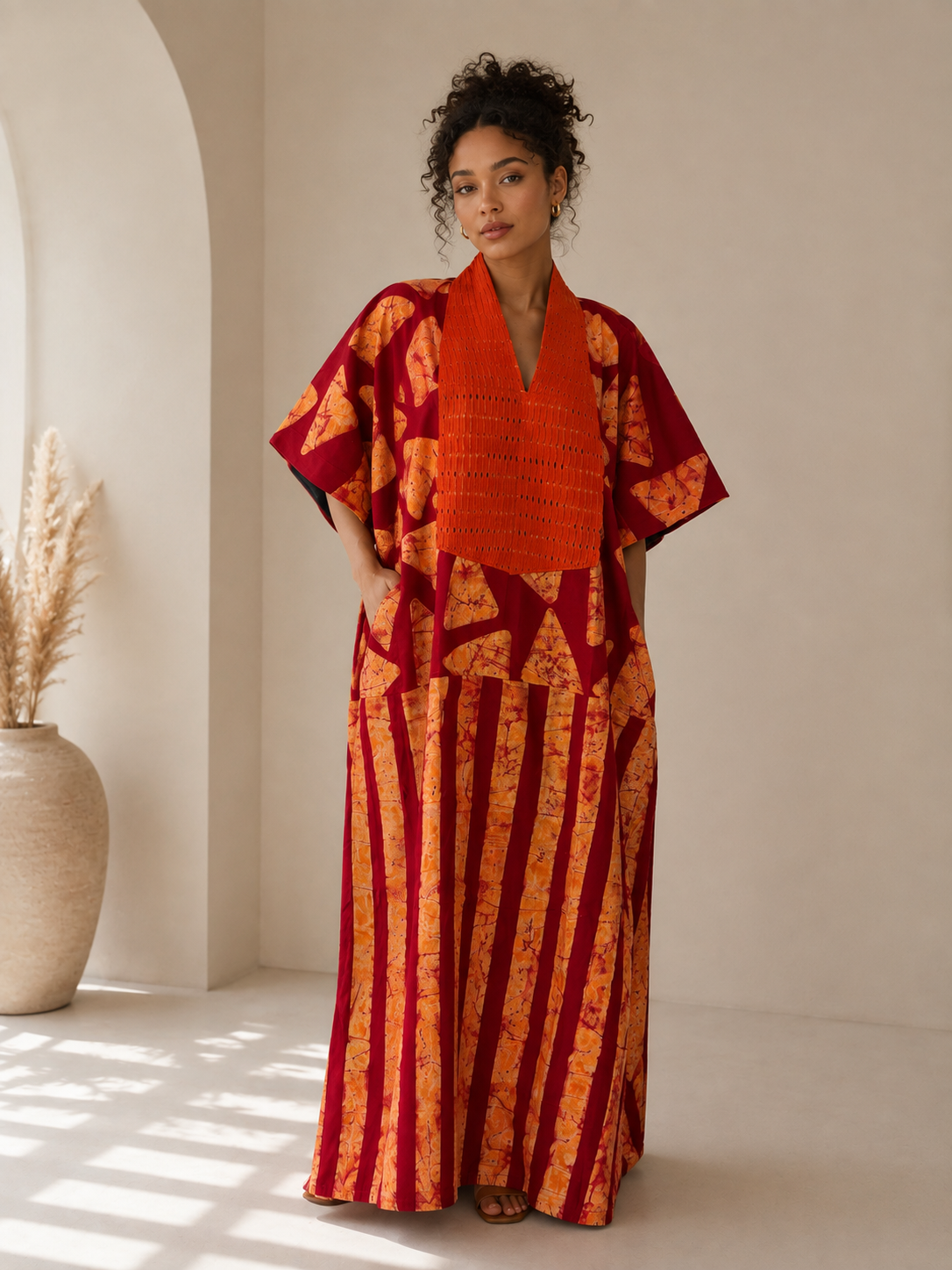 adire boubou with asoke details