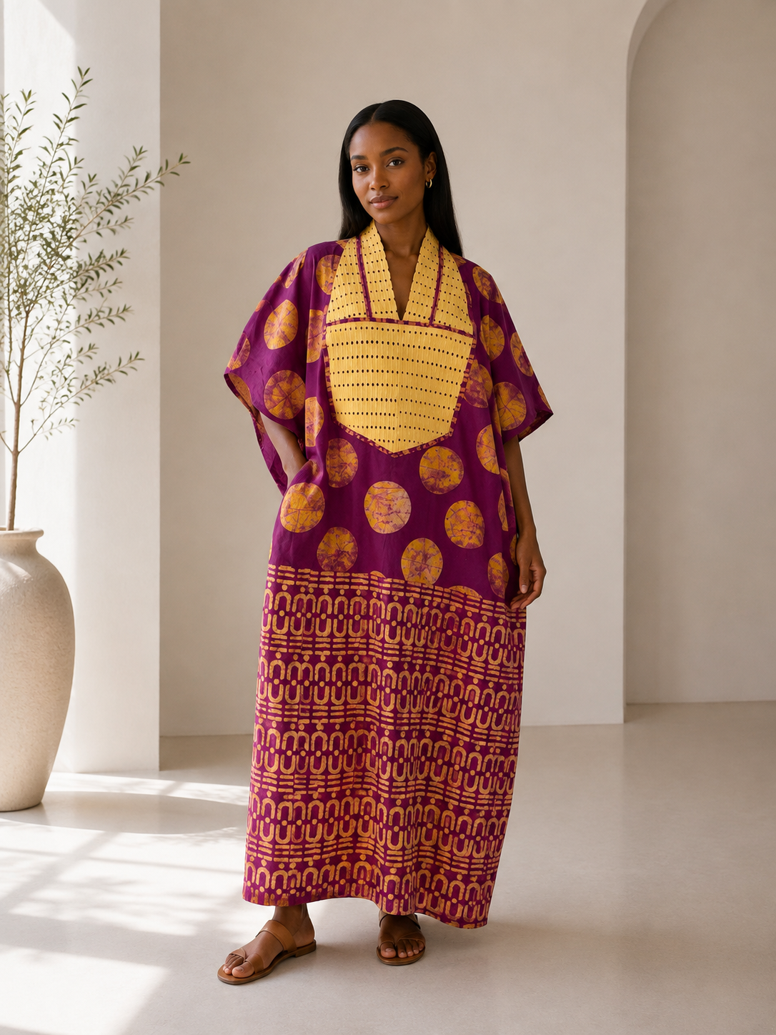 adire boubou with asoke detail