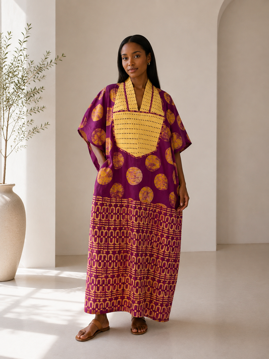 adire boubou with asoke detail