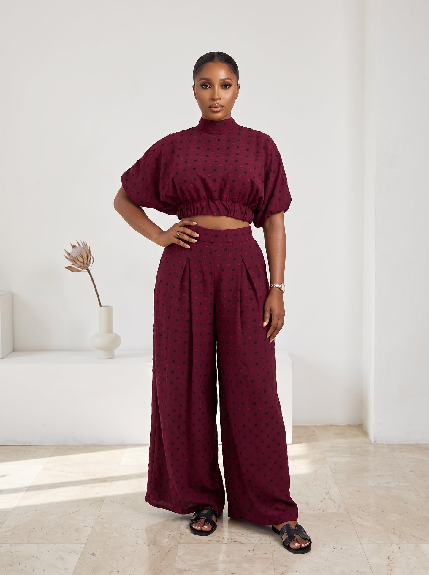 wine wide leg 2 piece