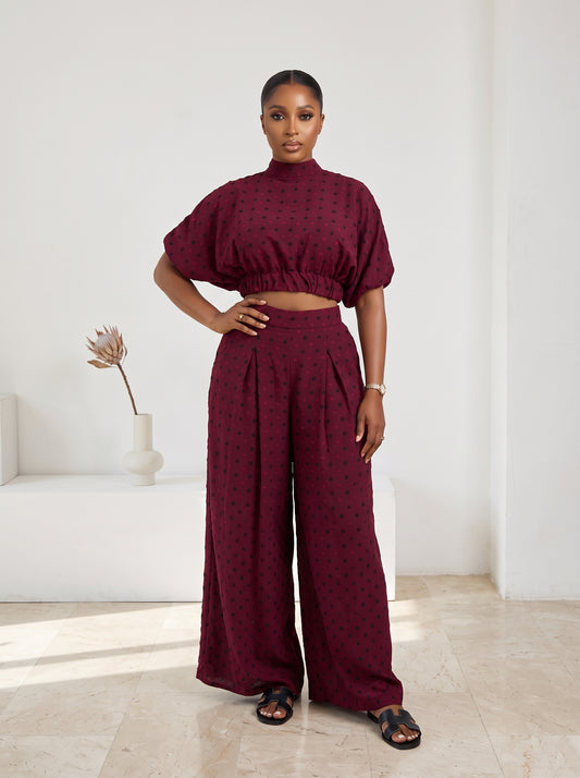 wine wide leg 2 piece