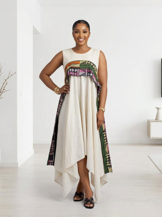 full flare linen dress