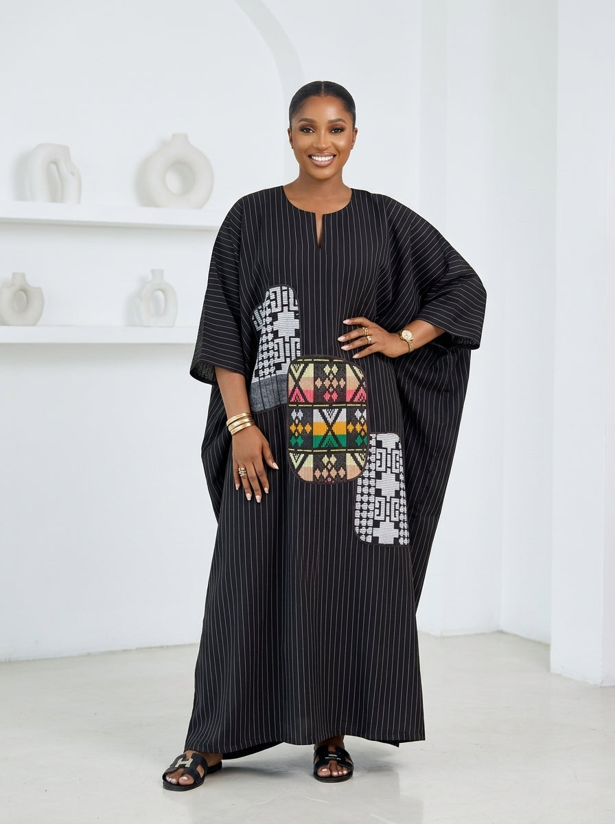black linen patch boubou