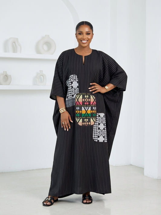 black linen patch boubou