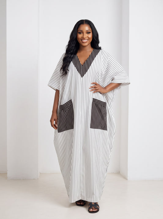 cotton stripe pocket boubou