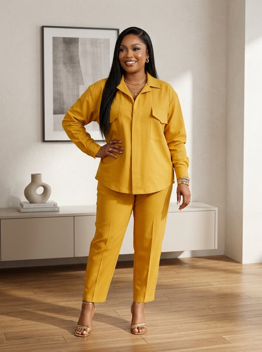 mustard linen 2 piece