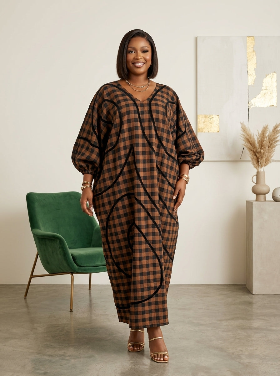 brown and black check boubou