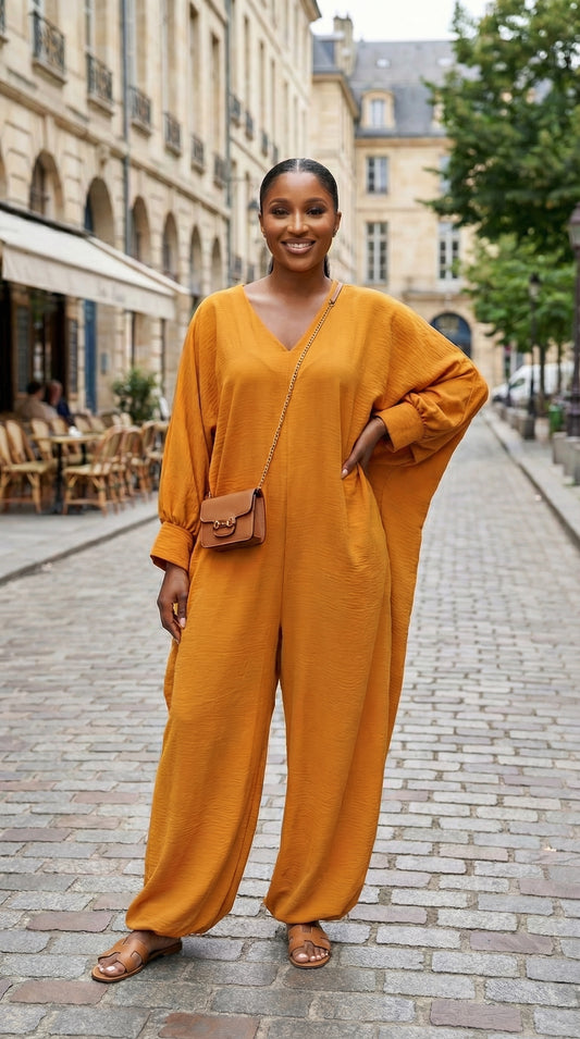 mustard ballon jumpsuit