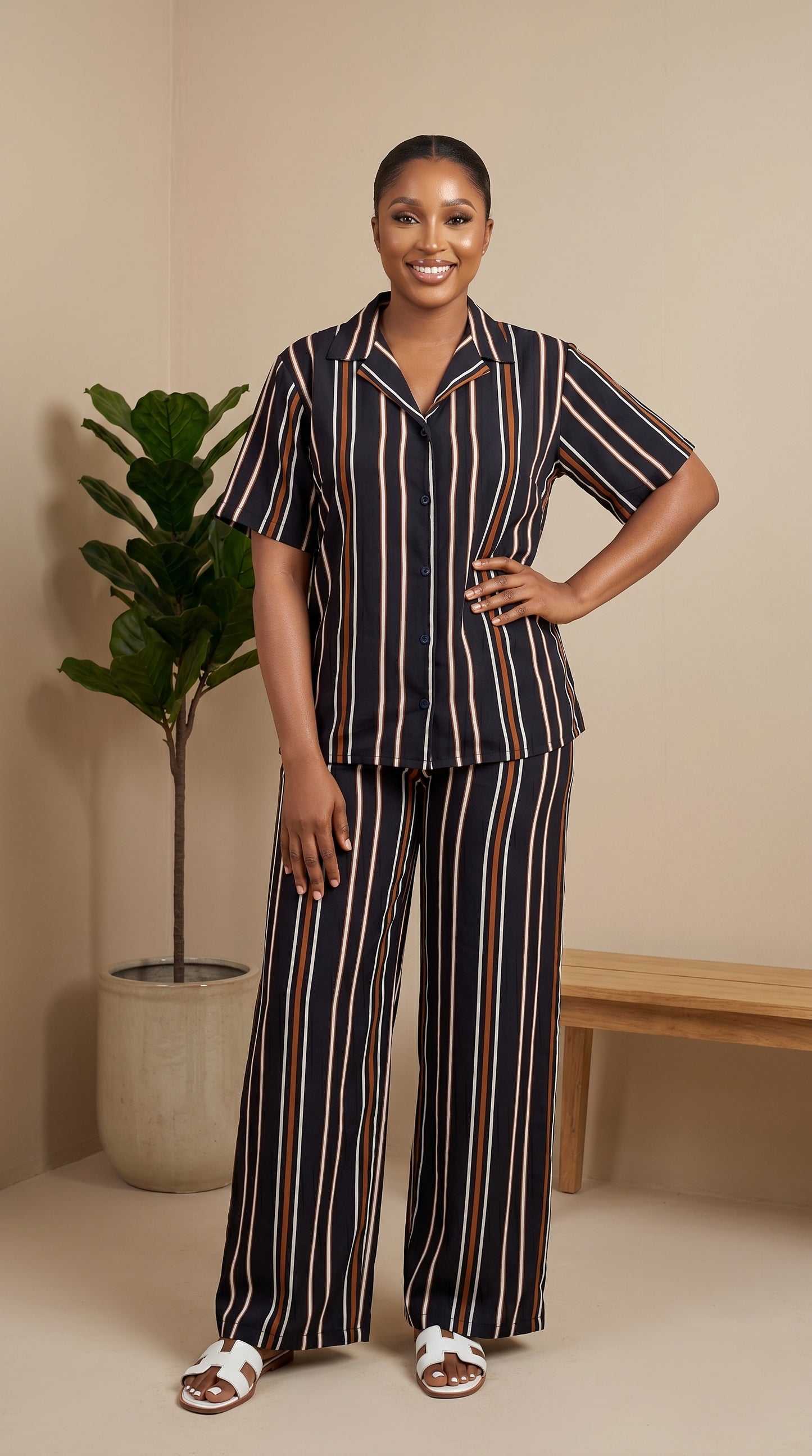 stripe shiffon 2 piece
