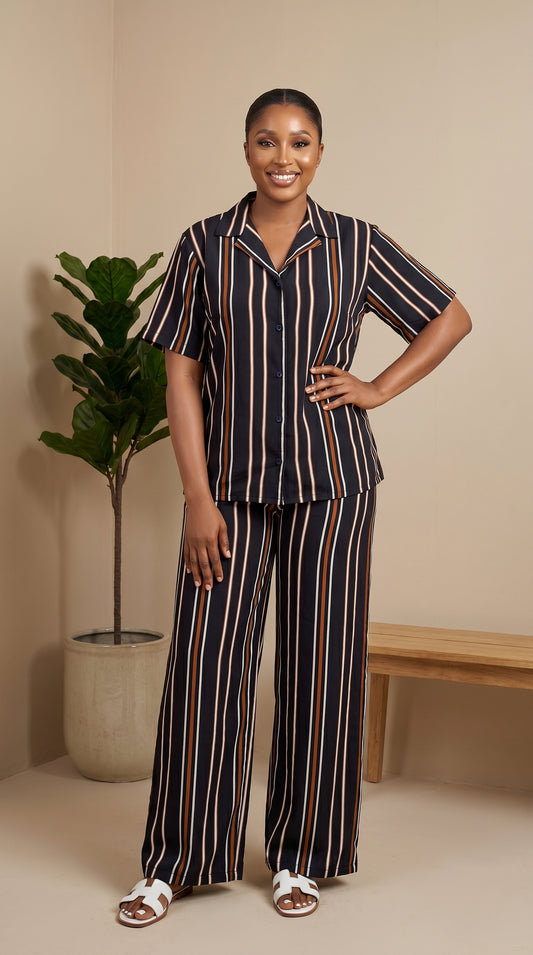 stripe shiffon 2 piece