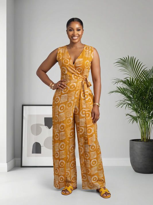 Adire wrap jumpsuit