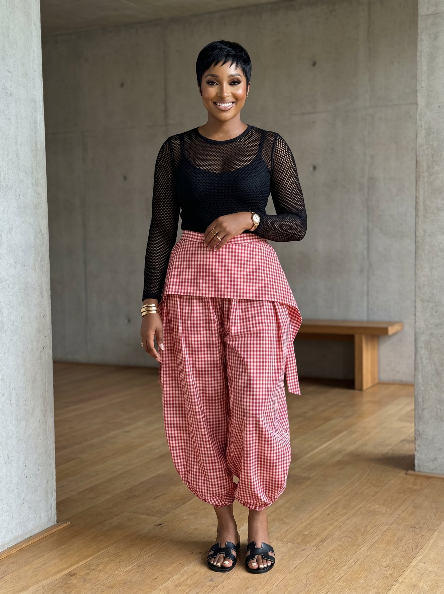 checkered ballon pants