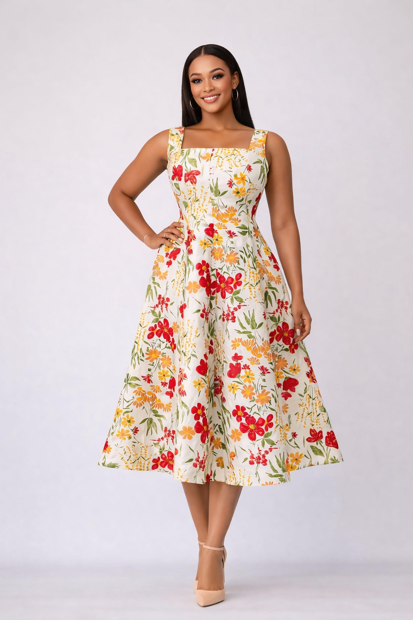 sleeveless 6 piece flare dress
