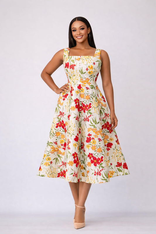 sleeveless 6 piece flare dress